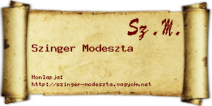 Szinger Modeszta névjegykártya
